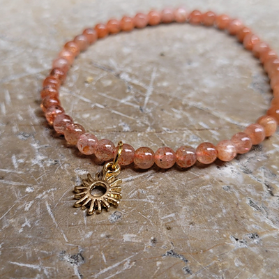 Bracelet Pierre de Soleil Symbole Soleil Perles 4mm