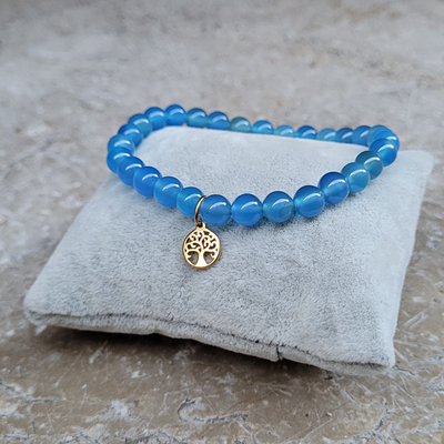 Bracelet Agate Bleue Arbre de Vie
