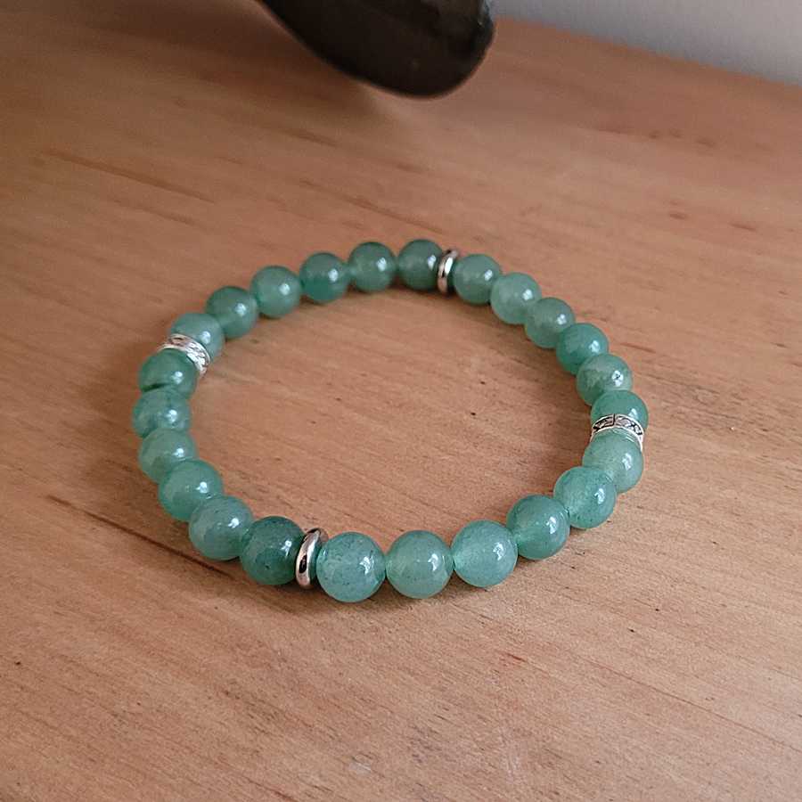 Bracelet Homme 8 mm Aventurine et Acier