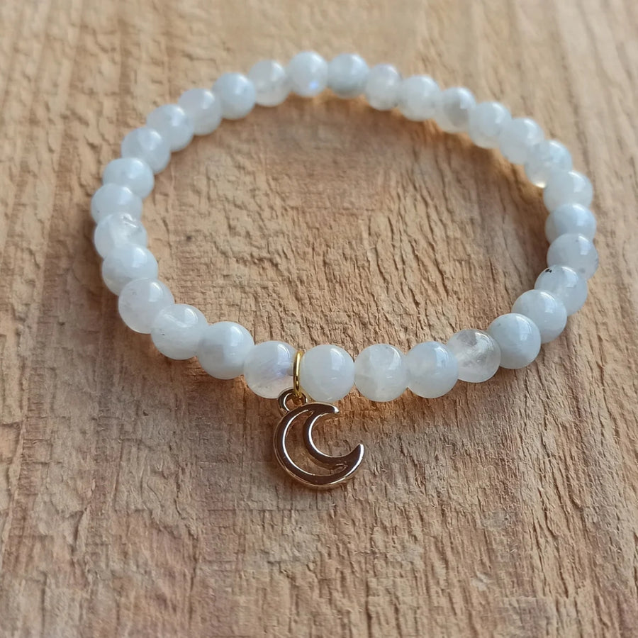 Bracelet Pierre de Lune 6 mm Symbole lune