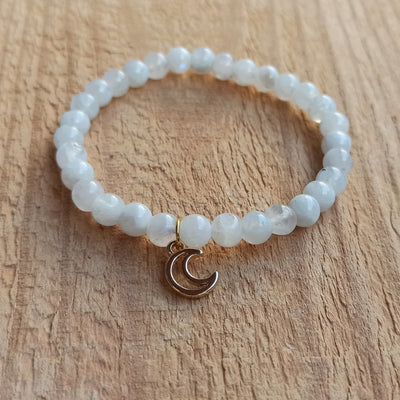 Bracelet Pierre de Lune 6 mm Symbole lune