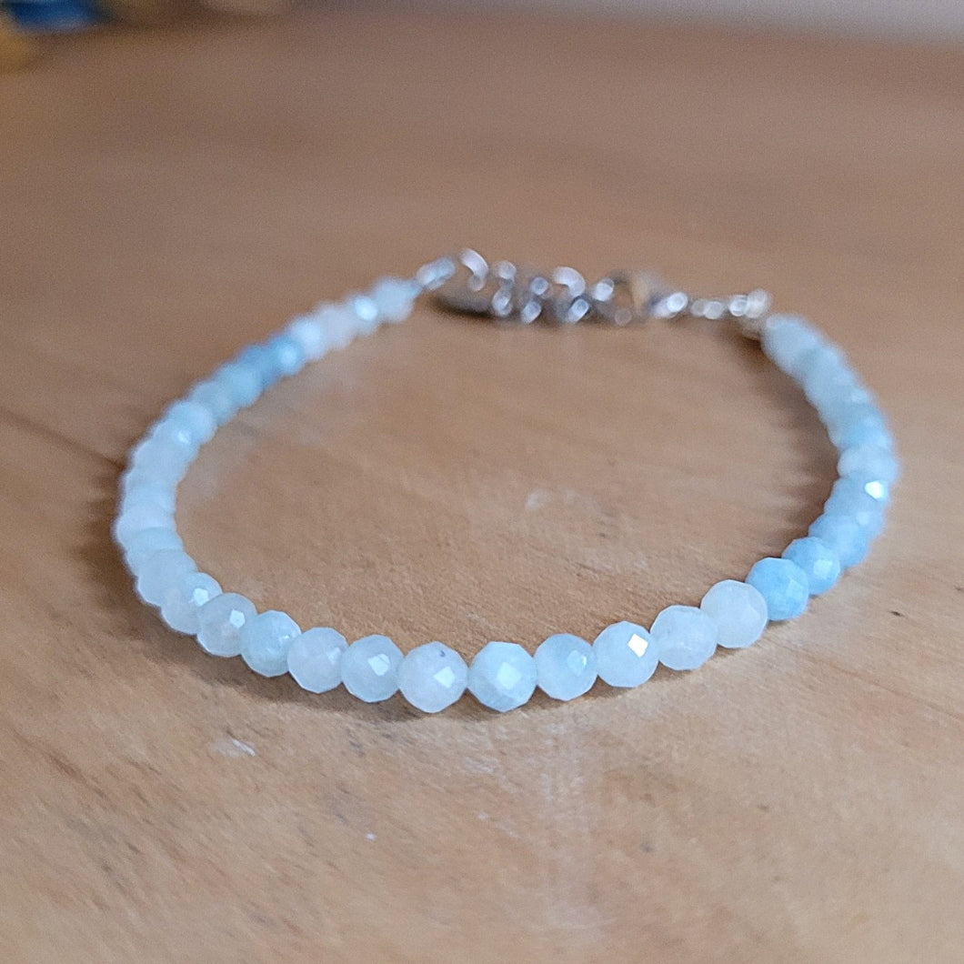 Bracelet Aigue Marine Facetté 4 mm