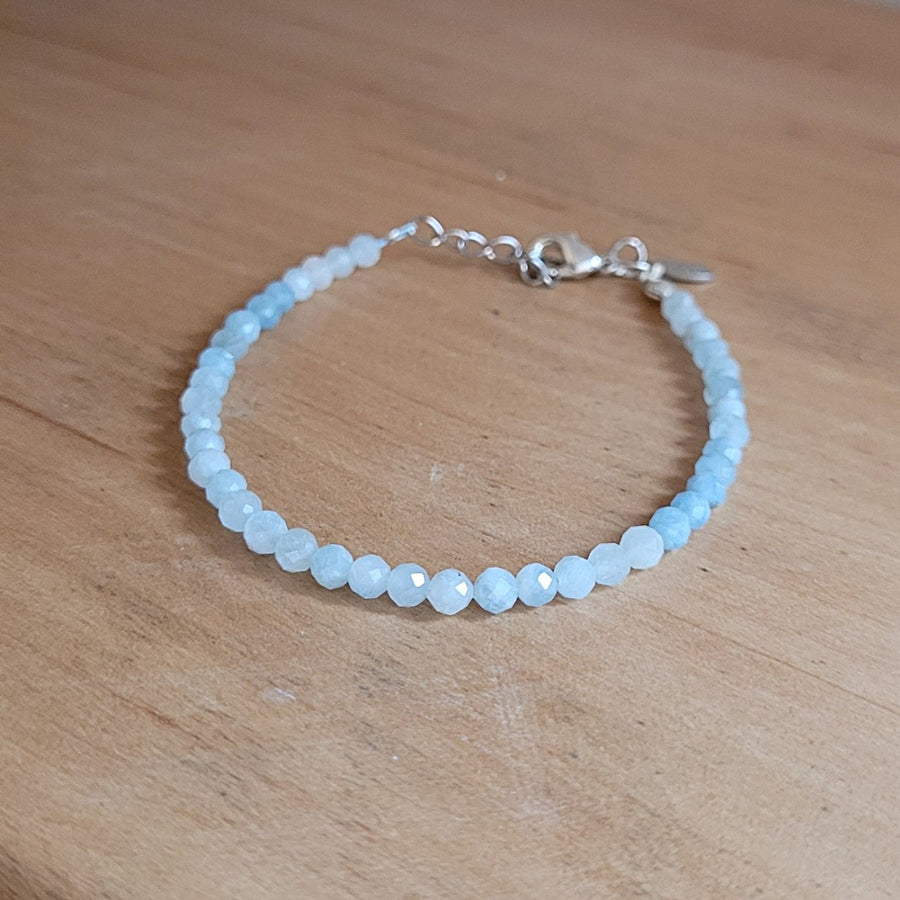 Bracelet Aigue Marine Facetté 4 mm