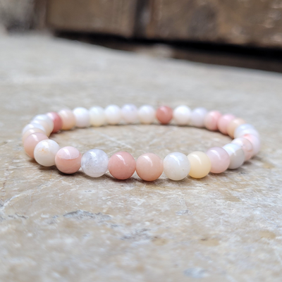 Bracelet Opale Rose Perles 7mm
