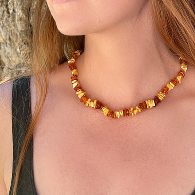 Collier Ambre Baroque Miel Clair