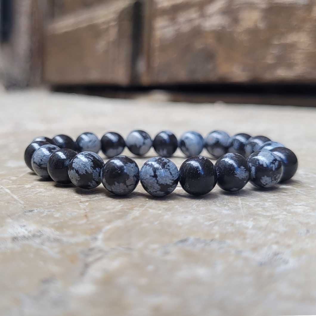 Bracelet Obsidienne Perles 8 mm