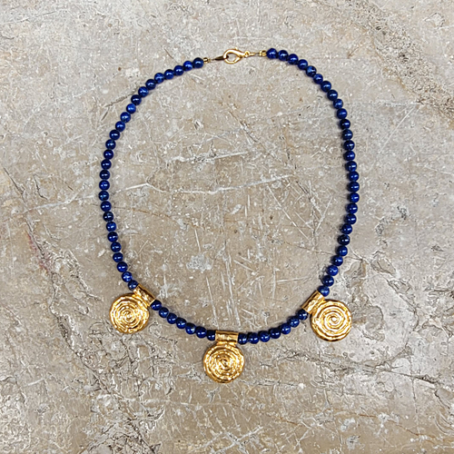 Collier Lapis lazuli spirale