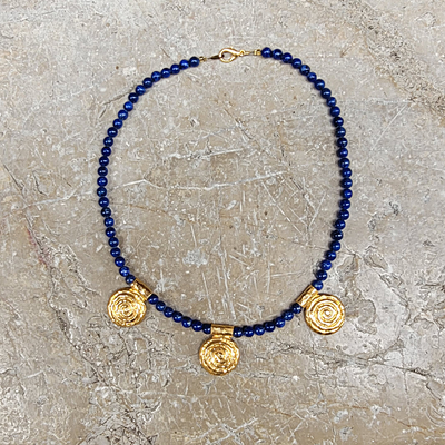 Collier Lapis Lazuli et Spirale dorée