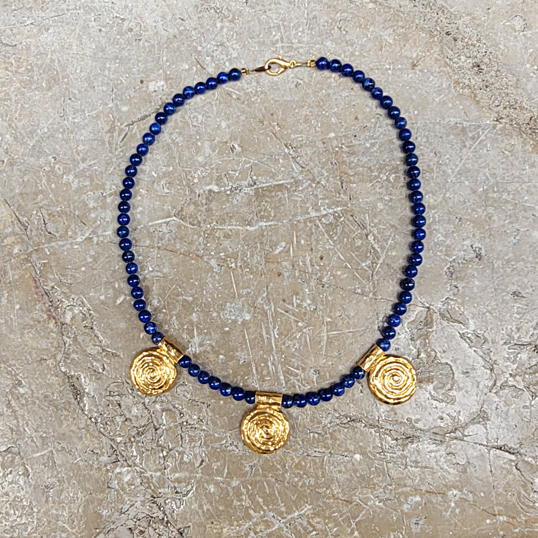 Collier Lapis lazuli spirale
