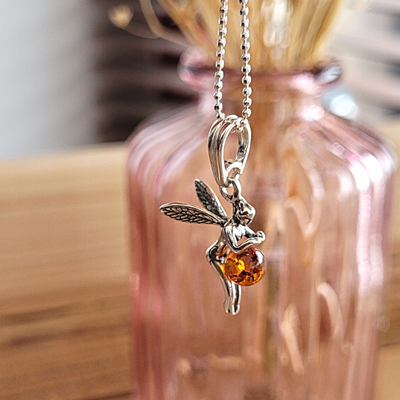 Pendentif Fée Ambre et Argent