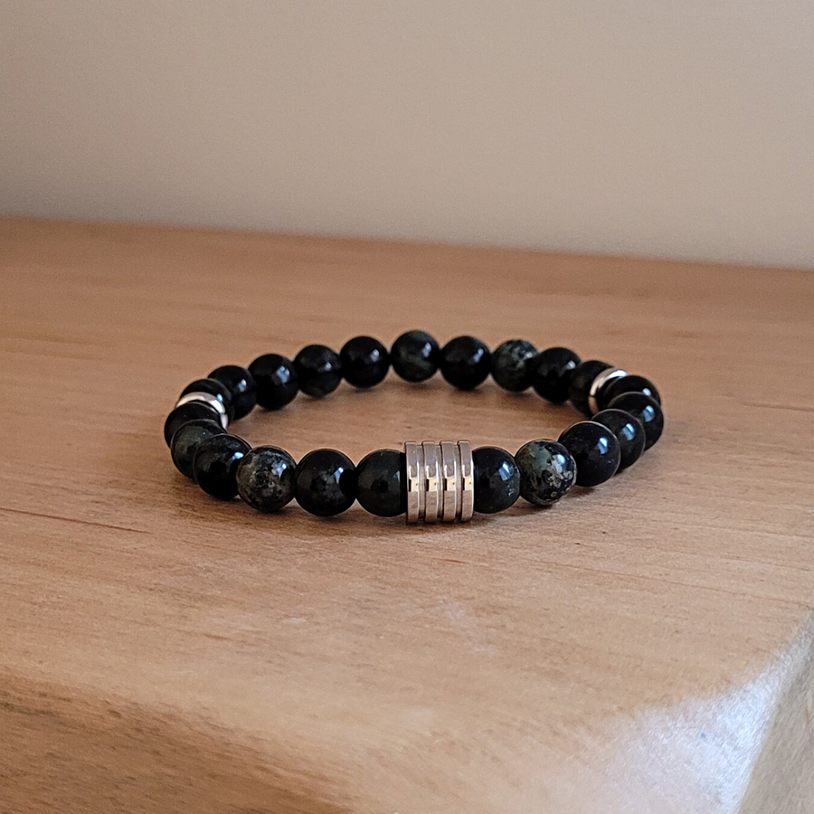 Bracelet Homme 8mm Jaspe Kambaba Poignet fin