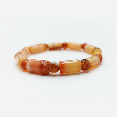Bracelet en Cornaline Perles et Cylindres 6 mm