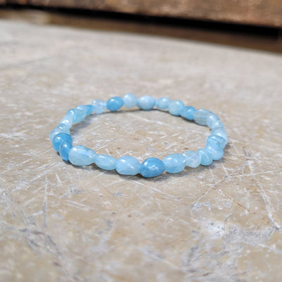 Bracelet Aigue Marine Petits grains 6 mm