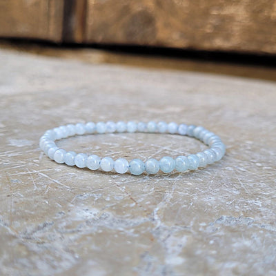 Bracelet Aigue Marine Perles 4 mm