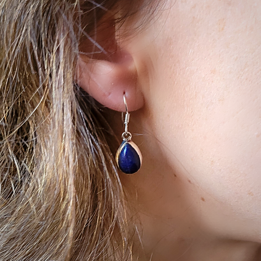 Boucles d'oreilles Goutte Lapis Lazuli montées sur Argent