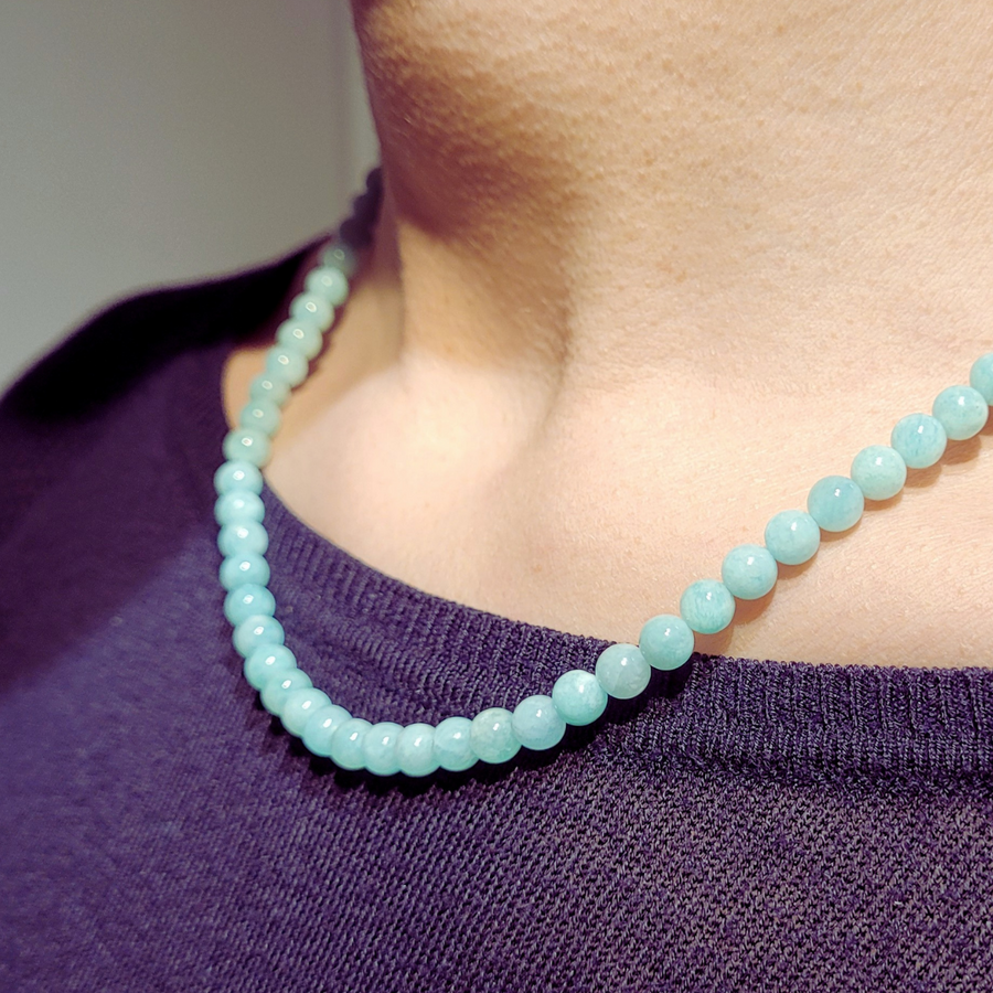 Collier Ras de Cou Perles en Amazonite