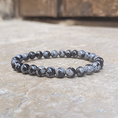 Bracelet Obsidienne Perles 6 mm