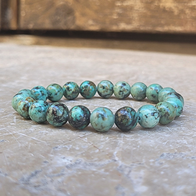 Bracelet Turquoise Africaine Perles 8 mm