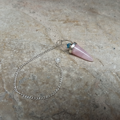Pendule Cavansite et Quartz Rose