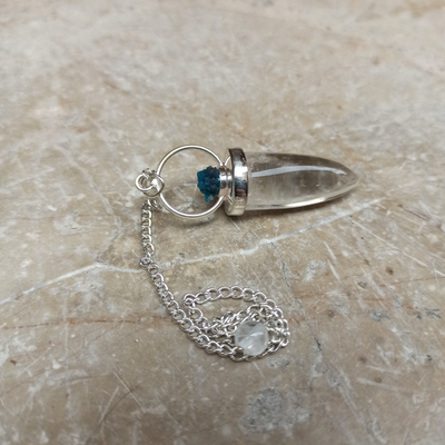 Pendule Cavansite et Cristal de roche