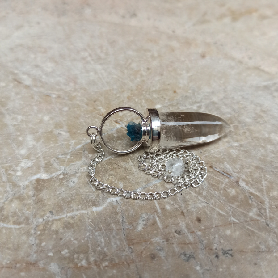Pendule Cavansite et Cristal de roche